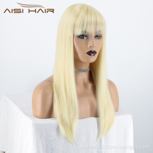 Silky Straight Wave Blonde Good Quality Long Wig Heat Resistant Synthetic Natural Wave Hair Wigs For Black White Women